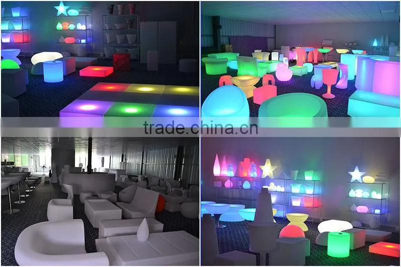 PE waterprood Anti-UV rechargable Customize Plastic LED Rotomoulding Sofa for living room /wedding/bar/night club