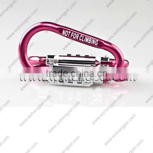 aluminum carabiner hook with rope&coded lock/ bicycle carabiner lock with cable/ bicycle combination lock set