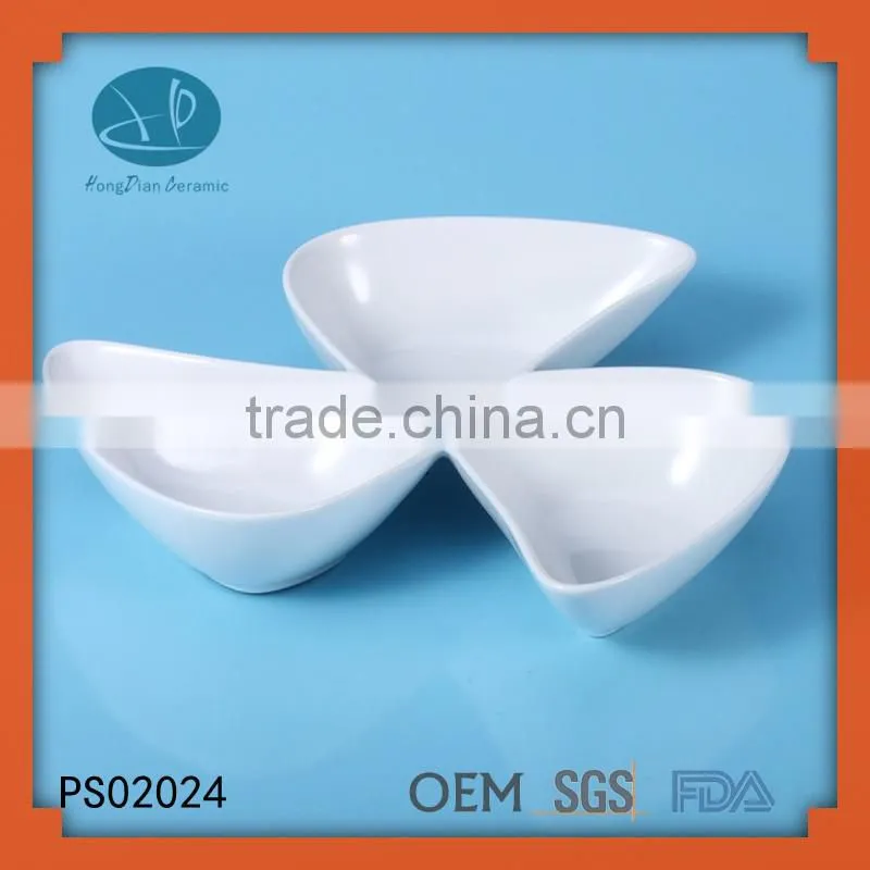 modern design wholesale white porcelain appetizer plates durable porcelain combination dishes ,set 4 serving set