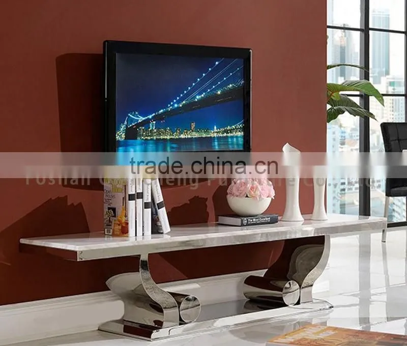 2017 new model artificial granite tv stand with silver stainless steel leg