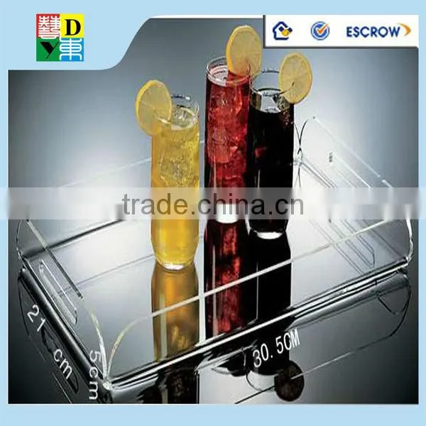 2015 acrylic food tray acrylic serving drink tray acrylic custom printed trays for hotel use PMMA material serving tray