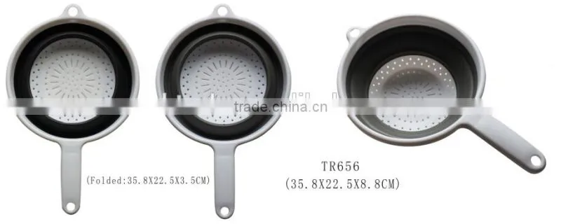 New arrival eco-friendly plastic kitchen fruit foldable strainer basket