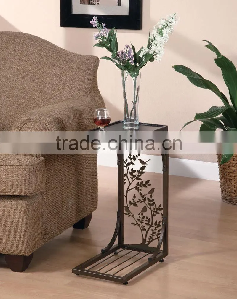 RH-GD2 Iron TV Sofa End table with wood top snack coffee table