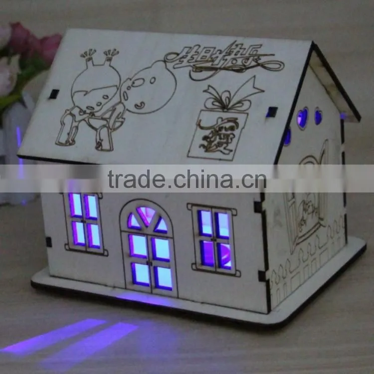 DIY dream luminous house wood money saving box creative birthday gift