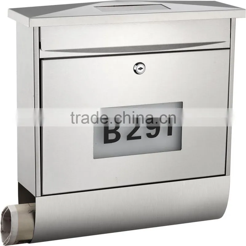 FQ-196 New Style Mailbox , Solar Led Light ,Wall Mounted Letterbox,house number mailbox