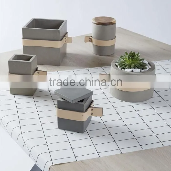 White Man face geometry concrete planter pot