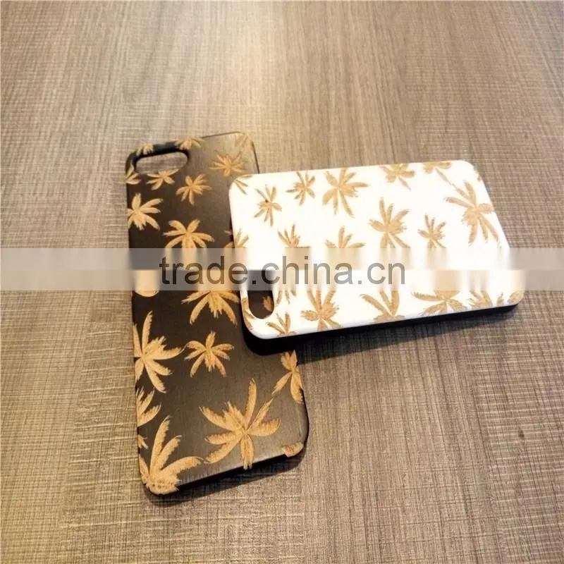Classical Chinese 2017 newest design PC sticked with wood cartoon carving cell phone case for Iphone