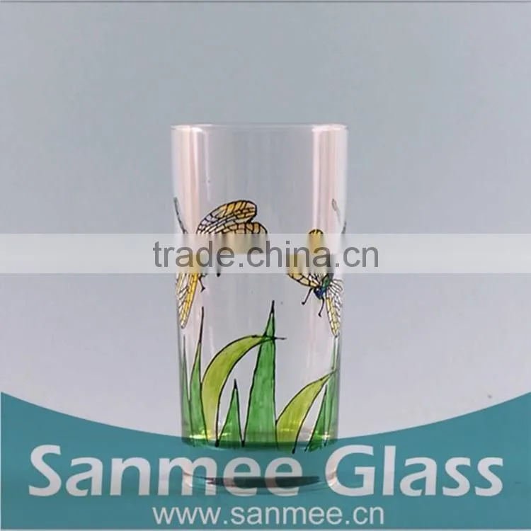 Machine Pressed Glass With Decal Printing Printed Glass Cup