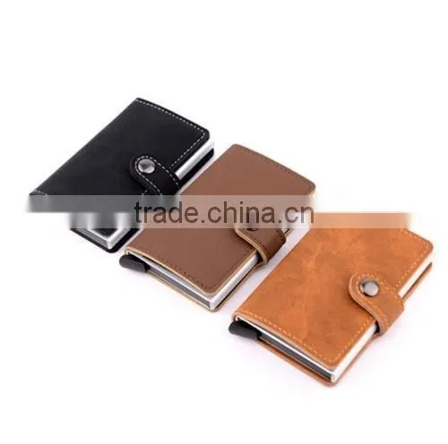 Aluminum PU Leather ID Credit Card RFID Protector Holder Case Purse Wallet