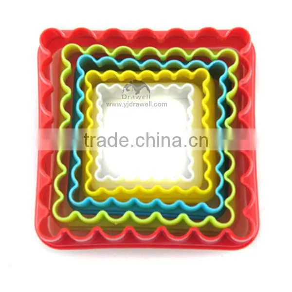CC-6887 5-Pieces Colorful Plastic heart shaped cookie cutter