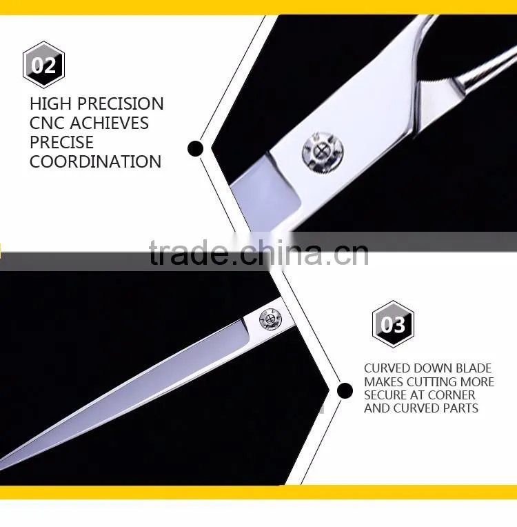 Professional japanese 440C 7.5 inch downward curved pet scissors