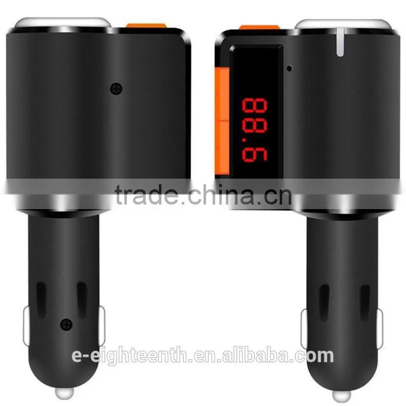 2016 hot Wireless Bluetooth LED Display Car FM Transmitter MP3 Player with Dual USB Car Charger