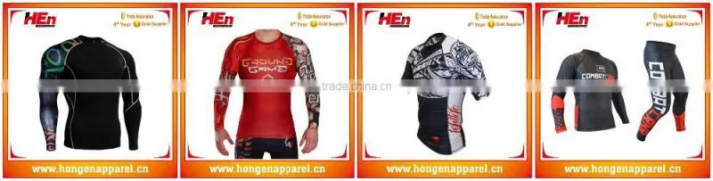 Hongen apparel Custom Stretch Lycra Compression Shirt Mma long sleves shirts MMA rash gaurds