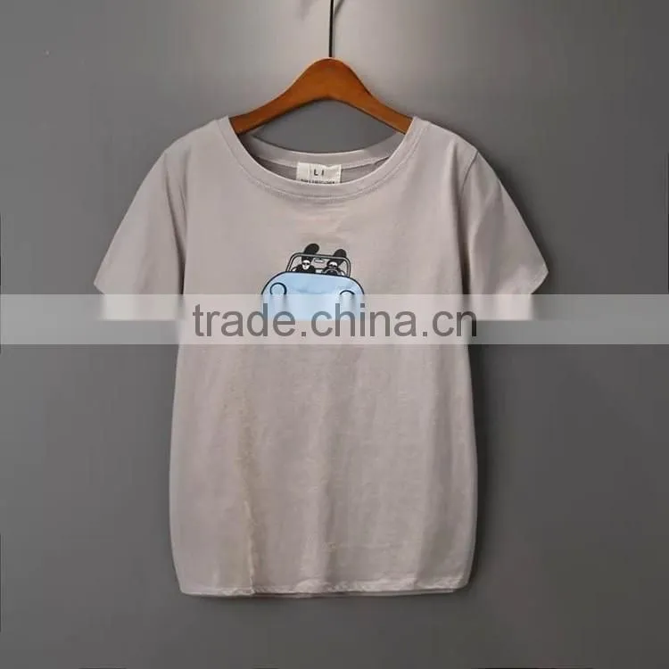 Ladies fahion clothing T shirt wholesale china V neck loose fit plain t shirt for women