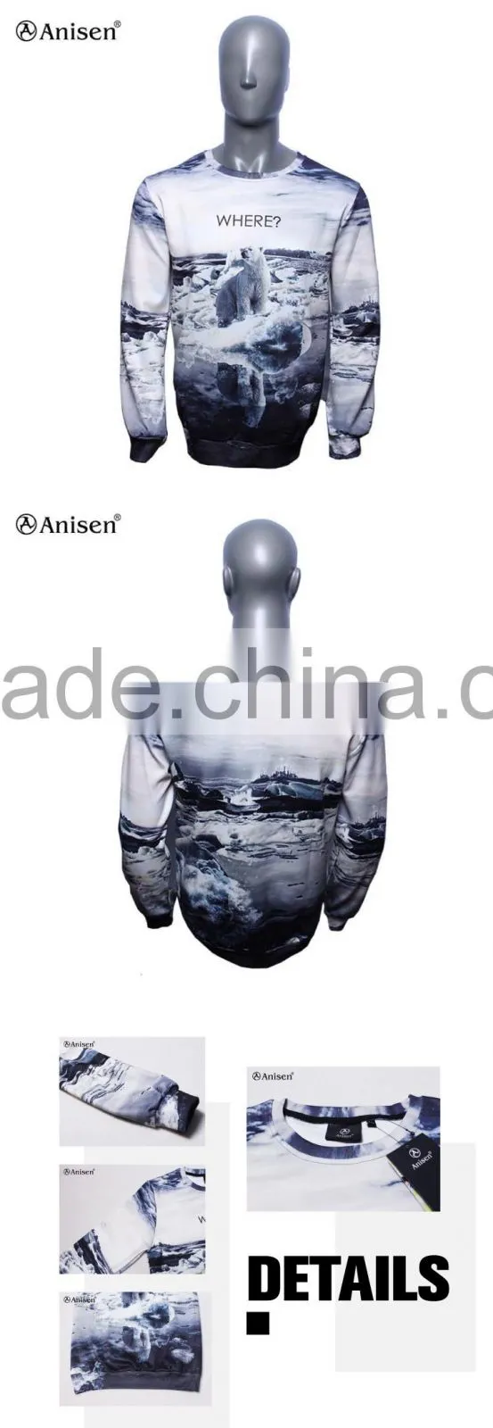 high quality fashion style 100% polyester printing men fleece sport jacket
