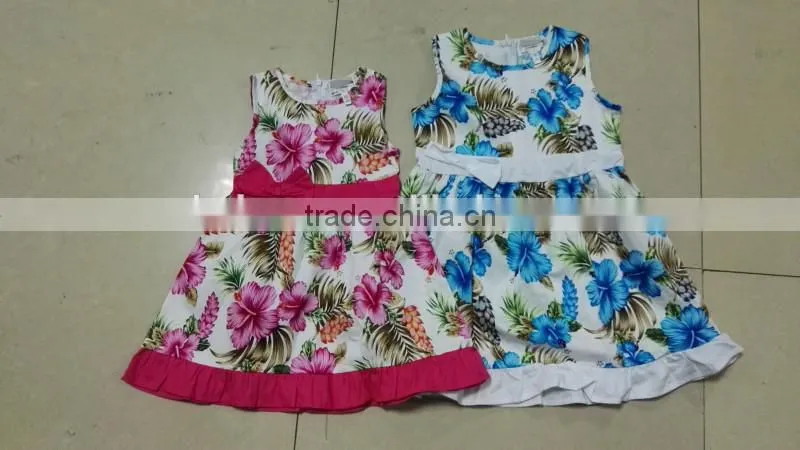 Girl's new design high quality summer printed dress stock clearance