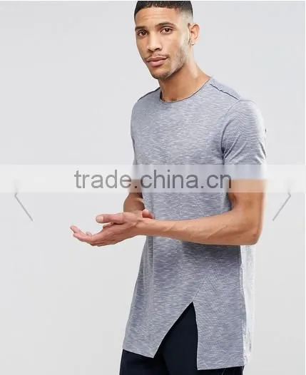 Alibaba china supplier o neck t shirt Irregular cutting mens t shirt