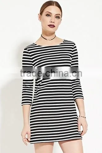 Classic stripes straight 7 minutes of sleeve dress