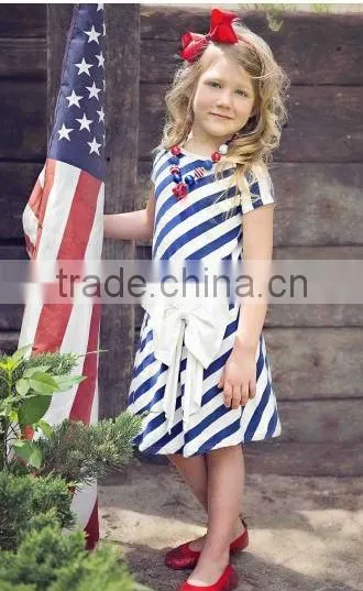 Toddlers Children's Girls Belt Pluz Size Stripe Dress Chevron Dress Newest Matching Wear Hotsale Cotton Summer Peasant Dresses