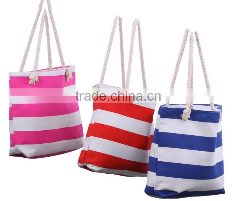 New arrival personalized Monogrammed Striped fashionable Canvas Beach Tote Bag