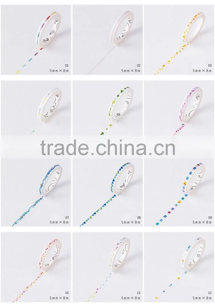 5mm*8m decoration washi paper customized adhesive paper planner accessories