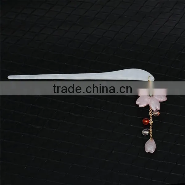 Resin Wedding Hairpins Light Pink White & Red Flower 13.8cm