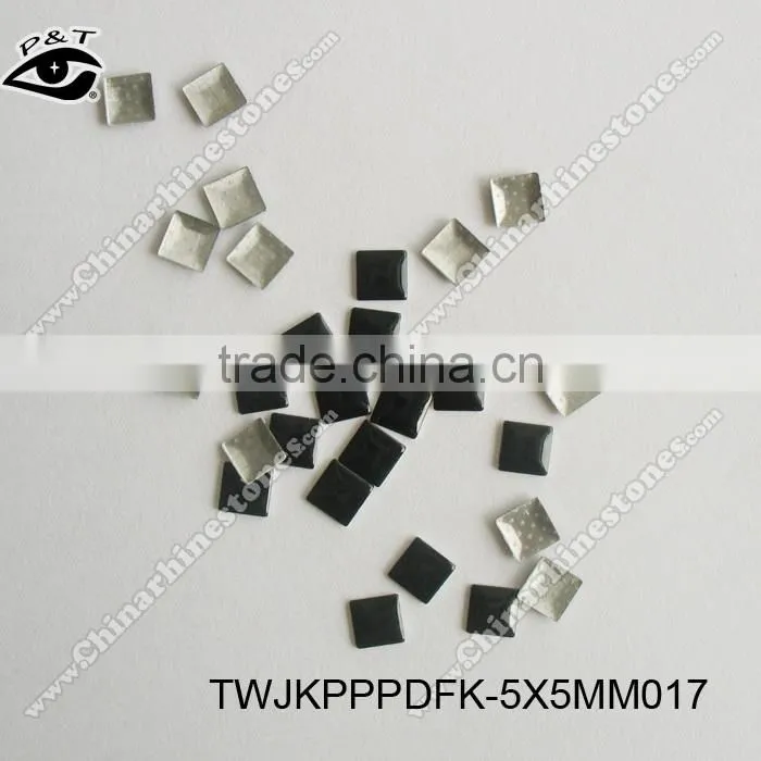 Hot Fix Nailhead 5X5MM Square Studs Black Color For Clothing Decoration