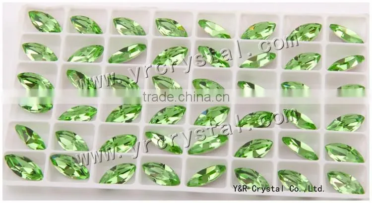 k9 crystal Navette peridot fancy stone crystal beads for wedding dress