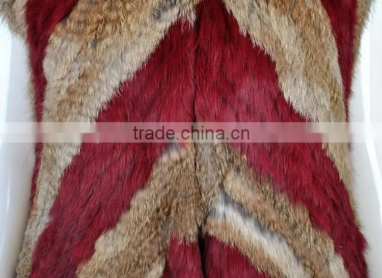 YR595 Newest Fashion Rabbit Knit Fur Vest/Real Fur Clothing