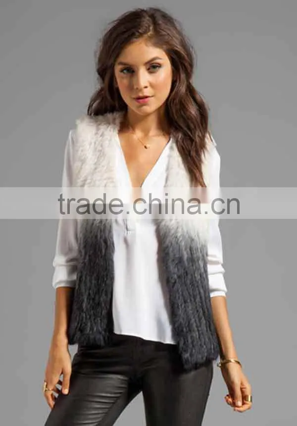 YR554 Fashion Women Short Style 1*1 Knit Rabbit Fur Vest Wholesale and Retail all Accept~Degrade~~