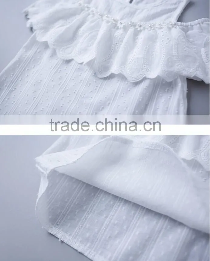 Wholesale Children Off Shoulder Full Blouse Design Solid Color Shirts Baby Girls New Style Lace Shirt