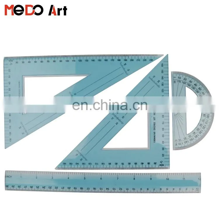 High Quality Plastic Ruler and Protractor and Set Square Set