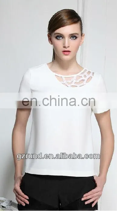 new 2014 spring Blank round neck short sleeve custom plain Fabric t-shirt female loose T-shirt garment alibaba china model-712