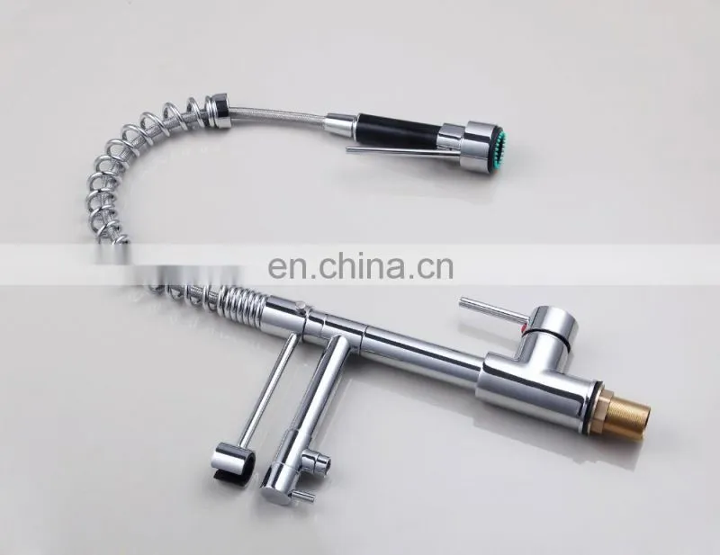 Mixed Brass LED Light Pulling Out Faucet Water Tap For Kitchen