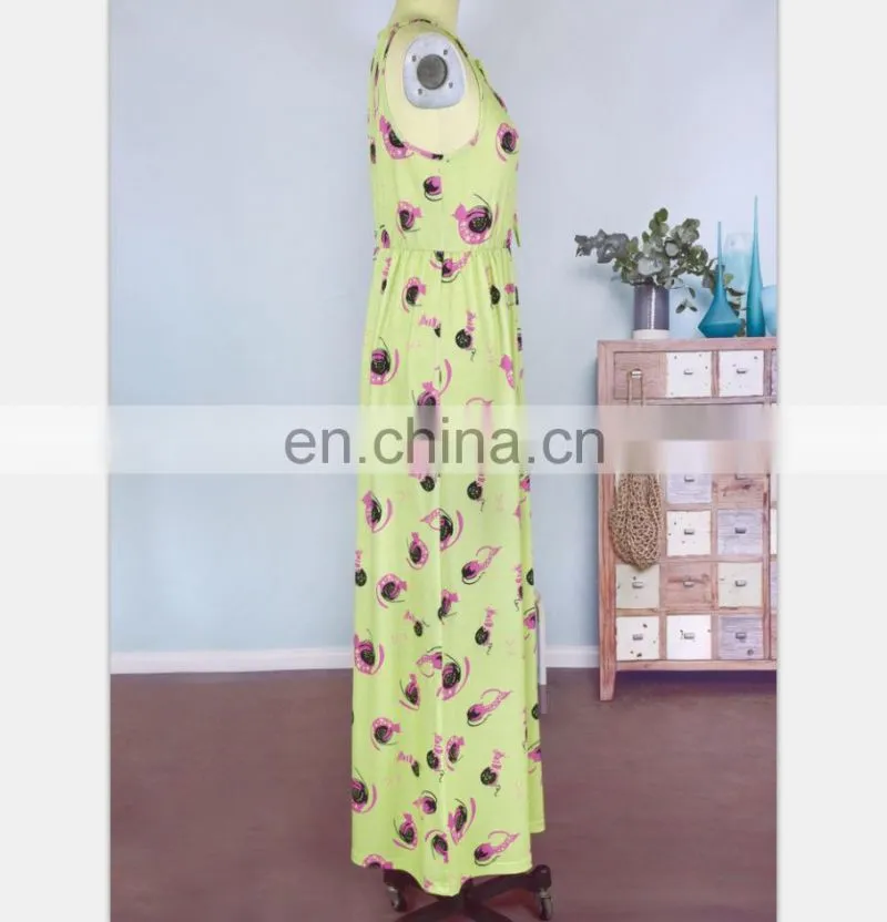 2019 cotton clothing green floral printed baby summer dresses mother daughter matching dresses