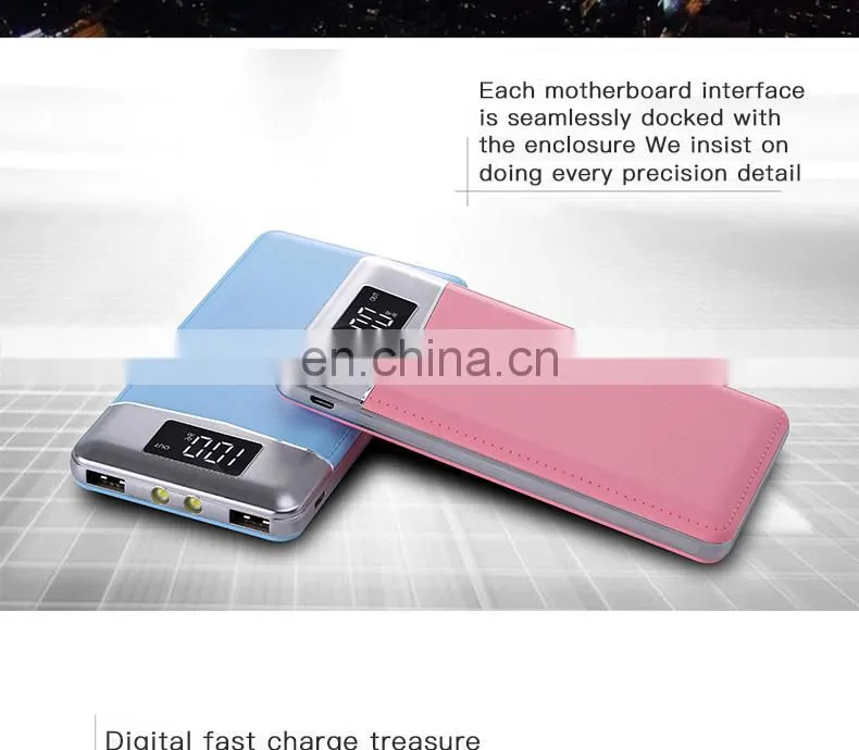 New Thin High Capacity 10000mah Single USB Port Leather Led Powerbank