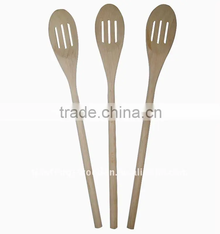 Slotted wooden spoon