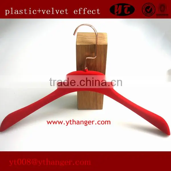 high quality plastic hanger velvet antislip women coat hanger
