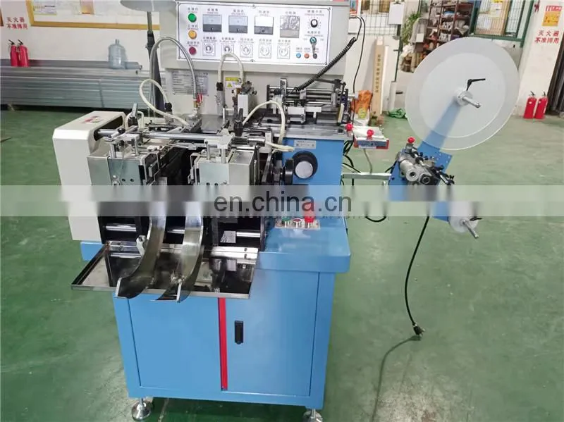 WS586 WING SINGA Automatic multi functional ribbon polyester satin fabric label cutting and folding machine with end mitre fold