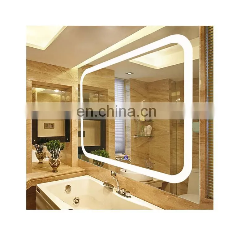 Silver Round Rectangular Purple Usb Bathroom Luxury Wall Touch Led Makeup Vanity Mirror