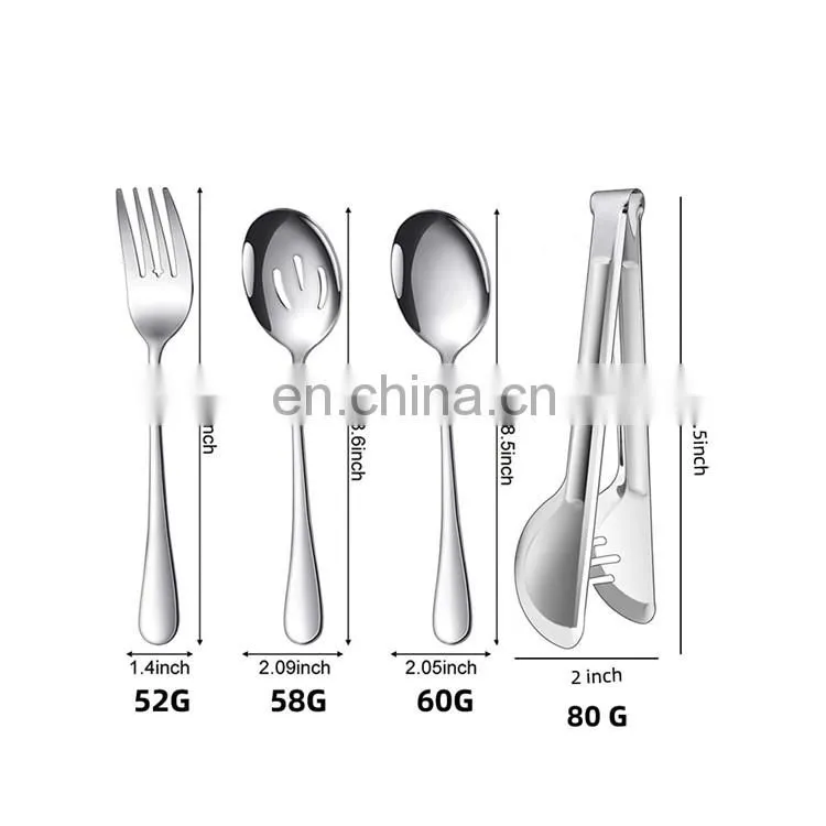 Wholesale 4pcs Cutlery Utensil Serving set Stainless Steel Cutlery Set Knife Fork Spoon Serving Flatware Set