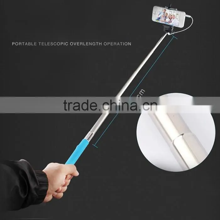 2015 new product monopod selfie stick with cable for mobile phone