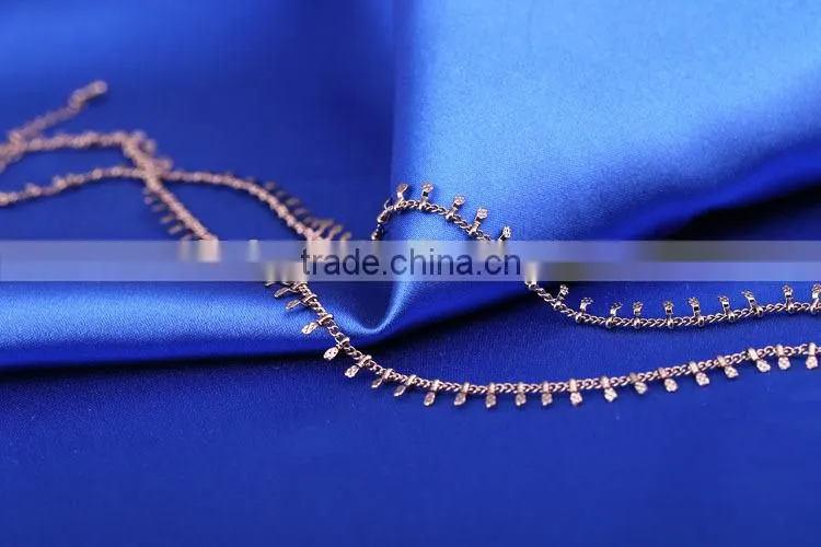 2015 china gold jewellery long fashion chain & coffee gold plated link chain
