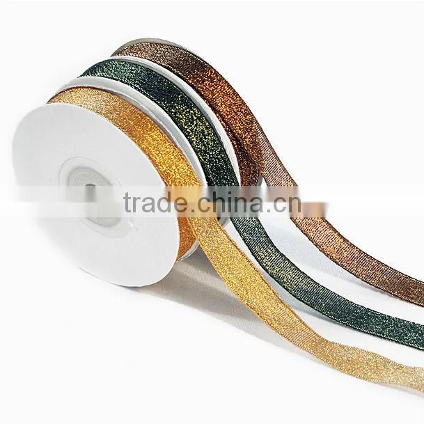 flexible silver metallic bling bright ployester ribbon