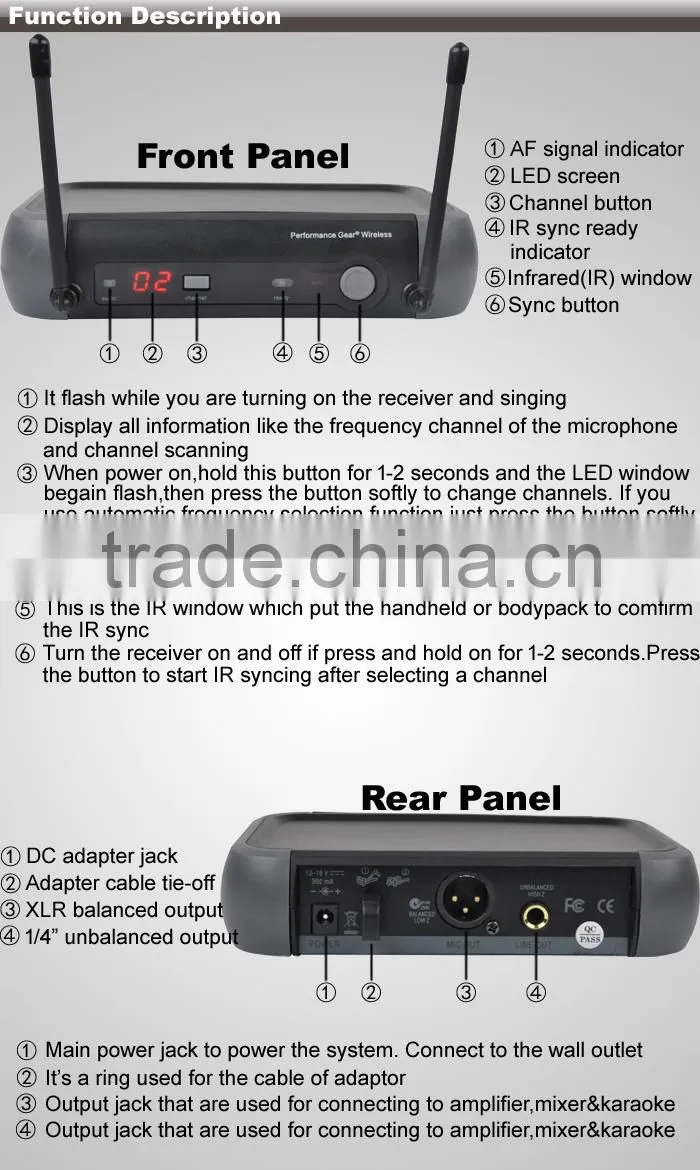 Good Quality High Sensitive Best Microphone For Karaoke UHF-108