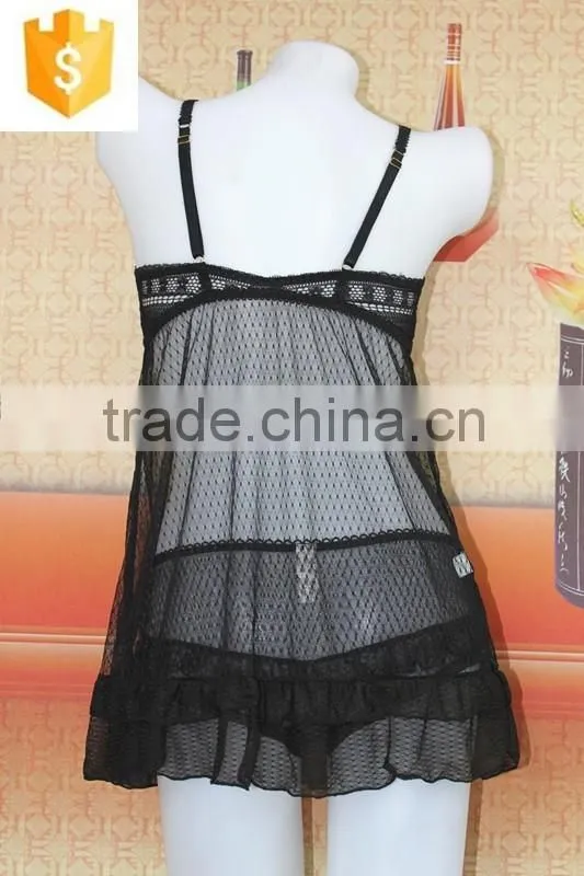 Sexy transparent quick dry lingerie dress,hot mesh teddy babydoll
