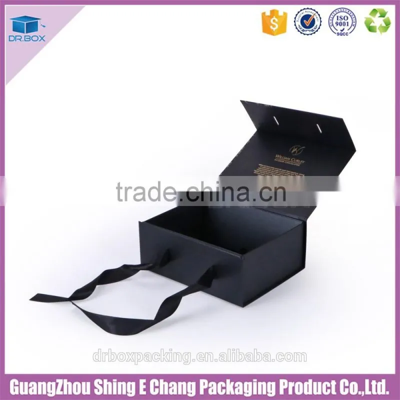 2016 Luxury custom gold hot stamping logo specialty paper printed gift box/custom gift box with ribbon