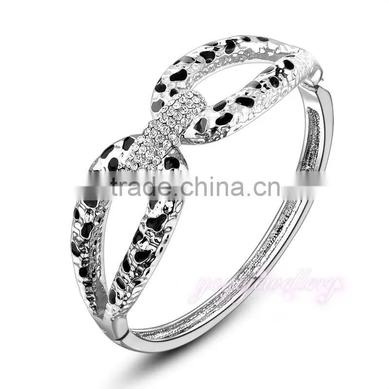 new products leopard silver color crystal enamel bangle