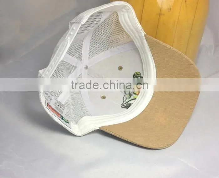 Custom fish embroidered cotton trucker hats plastic cover mesh baseball cap