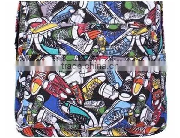 Hippie Facebook Canvas Backpacks Student School Bag Cartoon mc Print Rucksack Outdoor Travel Pack Graffit